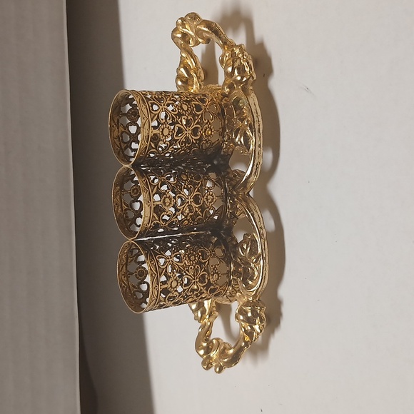 Vintage 3 Tube Lipstick Holder Stylebuilt Accessories NY Filigree Dressing Table - Picture 4 of 8